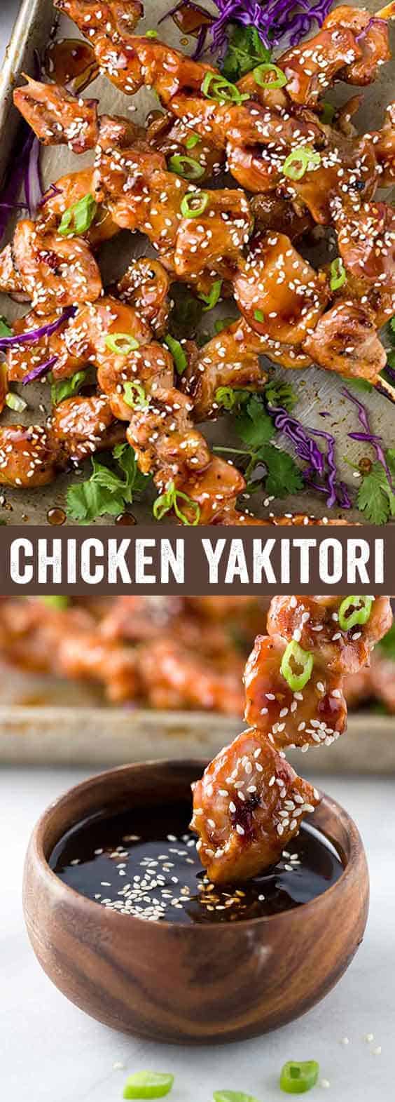 Chicken yakitori is an easy Japanese grilled recipe served on skewers. The meat is basted with a savory sweet sauce as it cooks over a hot barbecue grill. A quick appetizer for a crowd or dinner served with a few extra sides.
