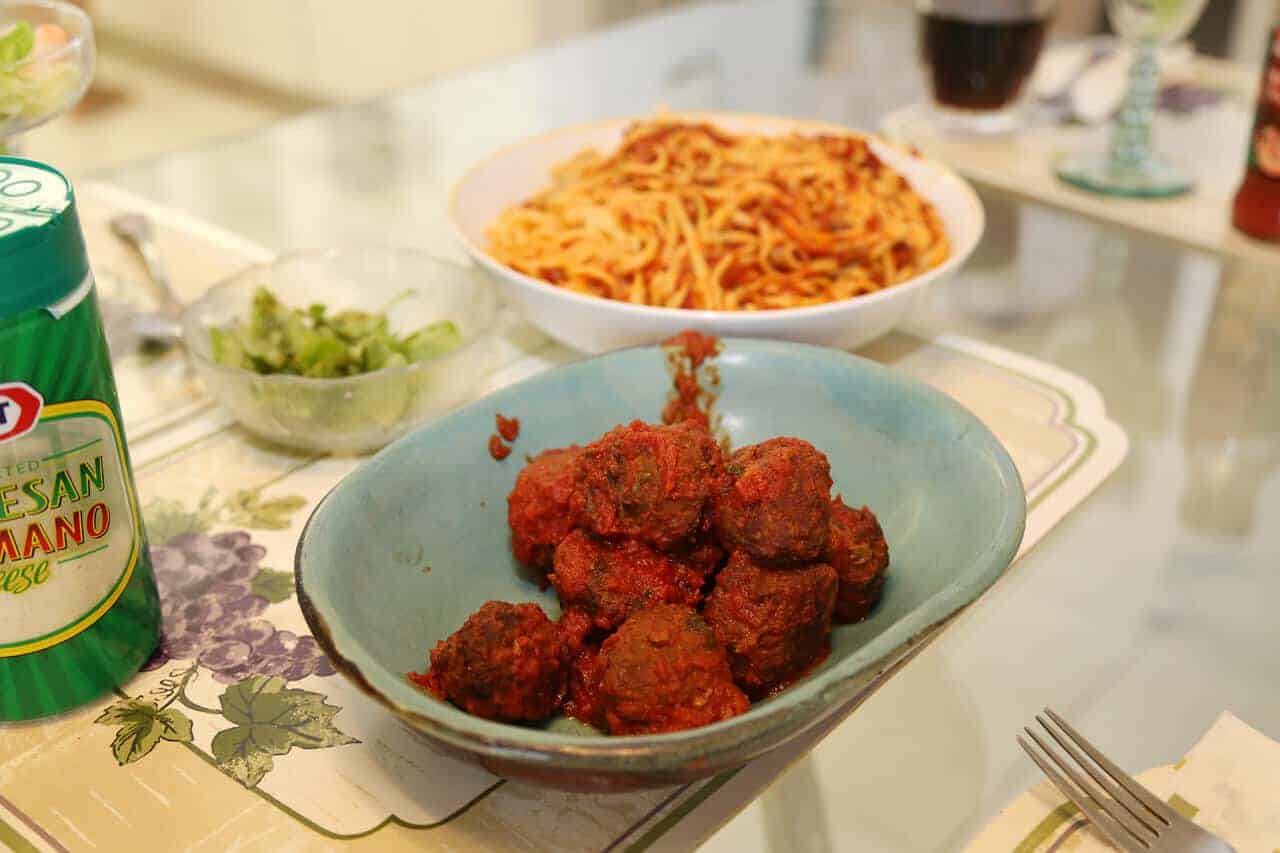 Bowl of delicious grandma's meatballs