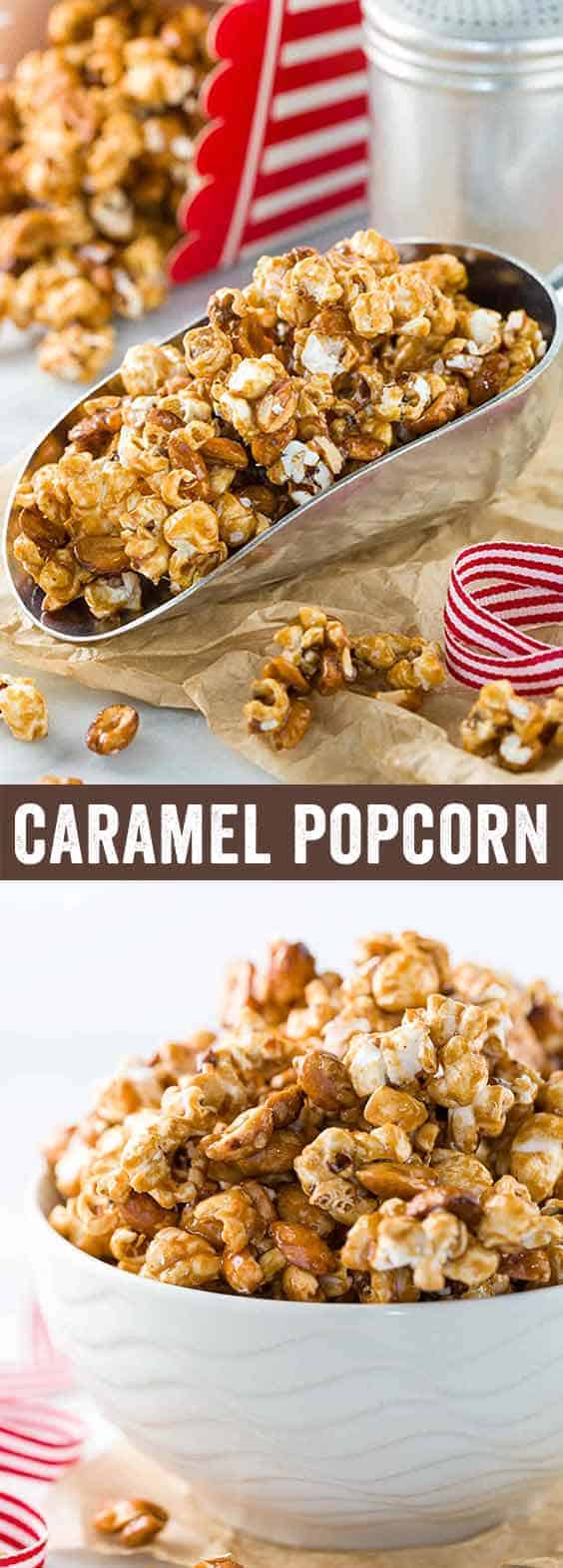 This homemade caramel popcorn recipe has the perfect crunch as you bite into each handful of candy coated kernels. Only seven ingredients are needed to create a classic popcorn snack on the stove top!