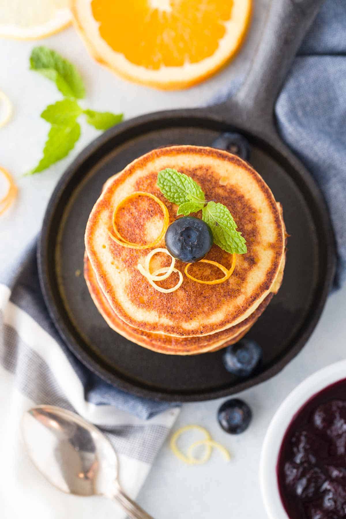 Ricotta Pancakes Recipe with Blueberry Compote Jessica Gavin
