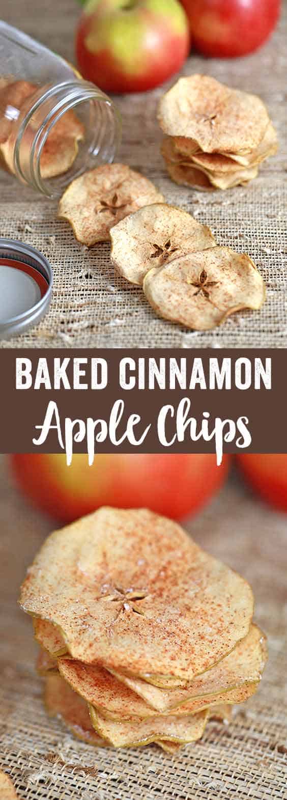 Chose your favorite apple variety to make these simple and healthy baked cinnamon apple chips! These crisp apple chips are delicious and addicting, without the guilt!