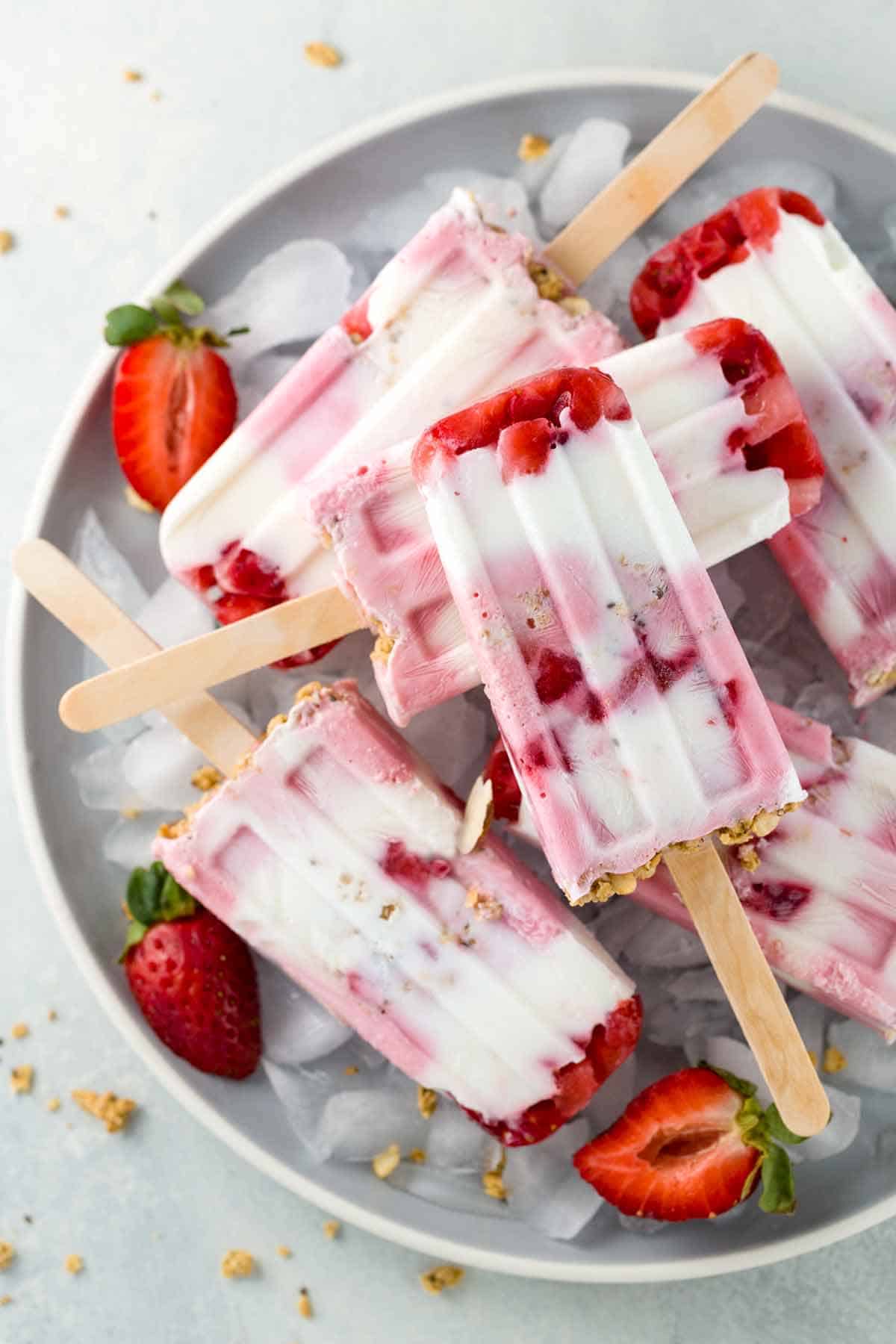Strawberry Yogurt Popsicles with Granola Jessica Gavin
