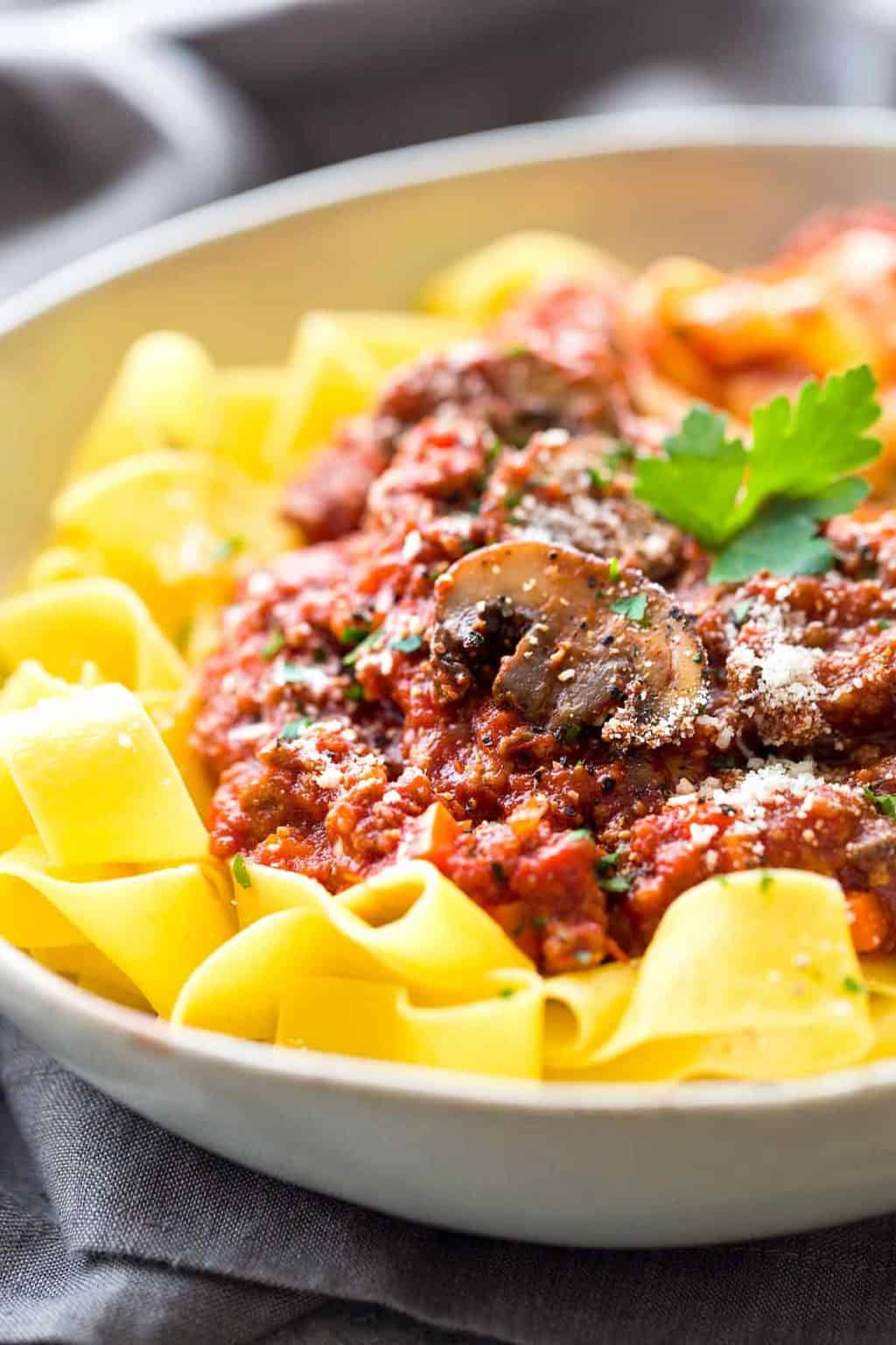 Beef Bolognese Sauce with Pappardelle Pasta Jessica Gavin