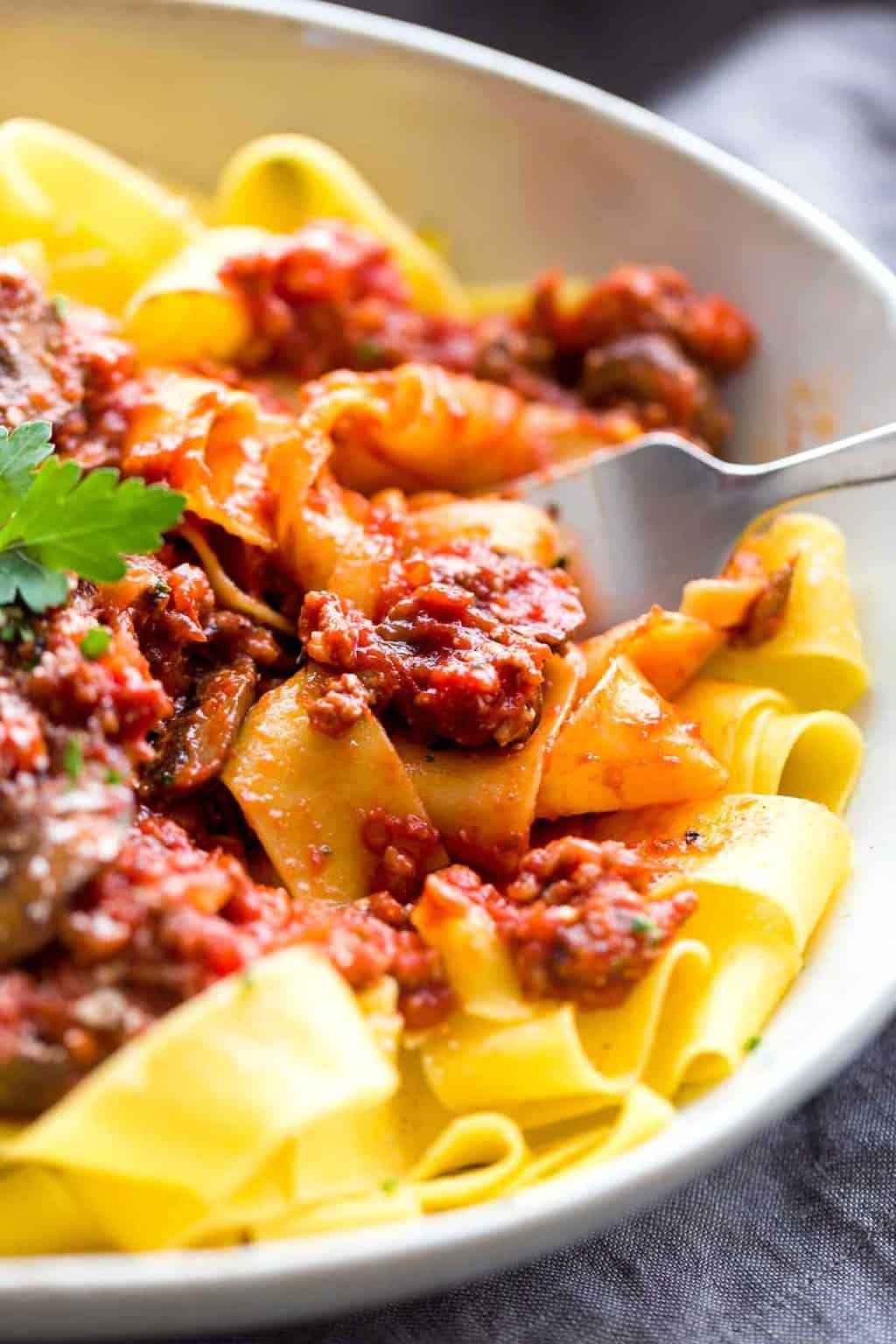 Beef Bolognese Sauce with Pappardelle Pasta Jessica Gavin