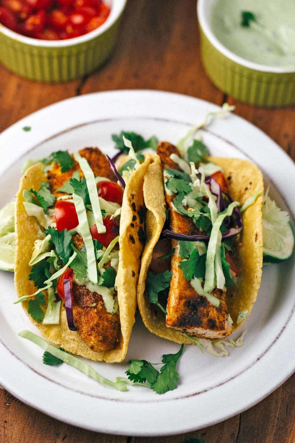 Blackened Fish Tacos with Avocado Sauce Jessica Gavin