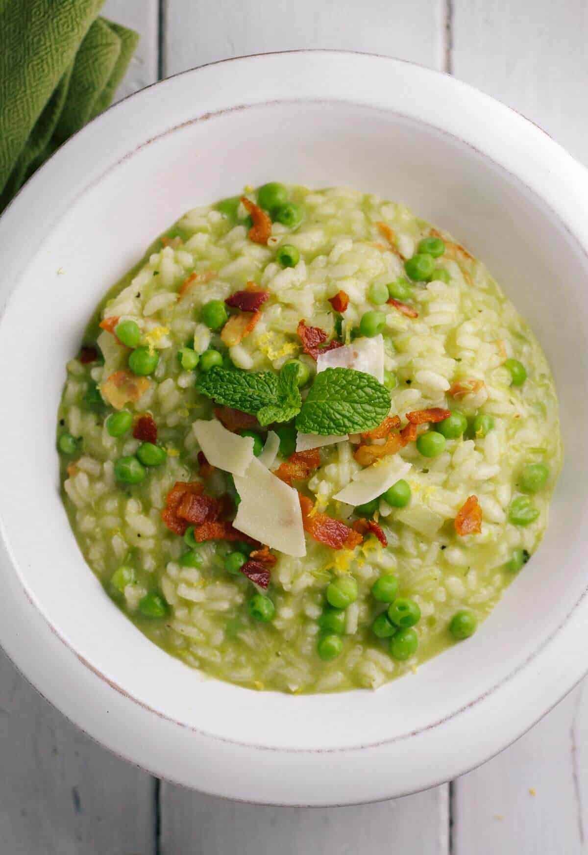 Creamy Pea and Bacon Risotto with Mint Jessica Gavin