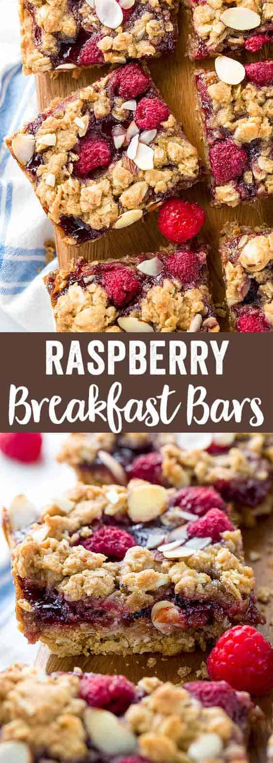 Homemade raspberry breakfast bars are a healthy way to fuel your day! These vegan-friendly baked bars are filled with fresh raspberries, jam, and oats.