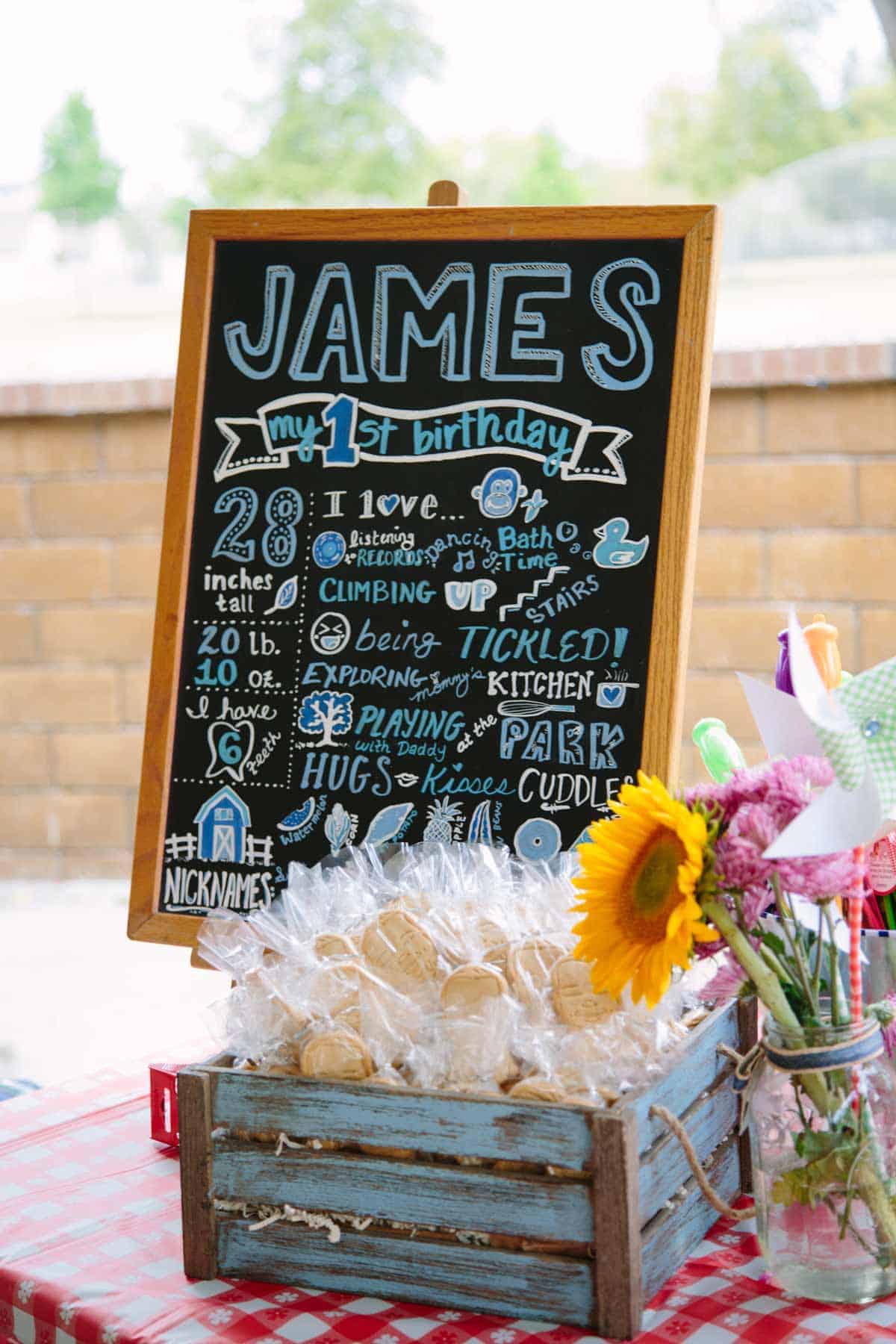 james 1st bday chalk board