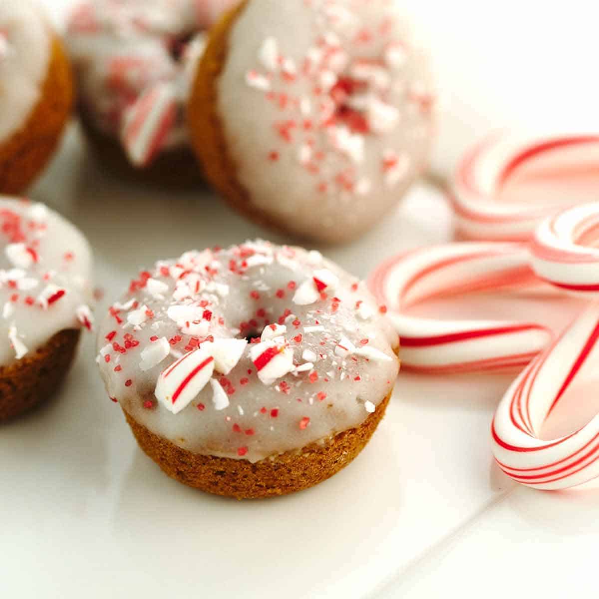 Mini Peppermint Gingerbread Donuts