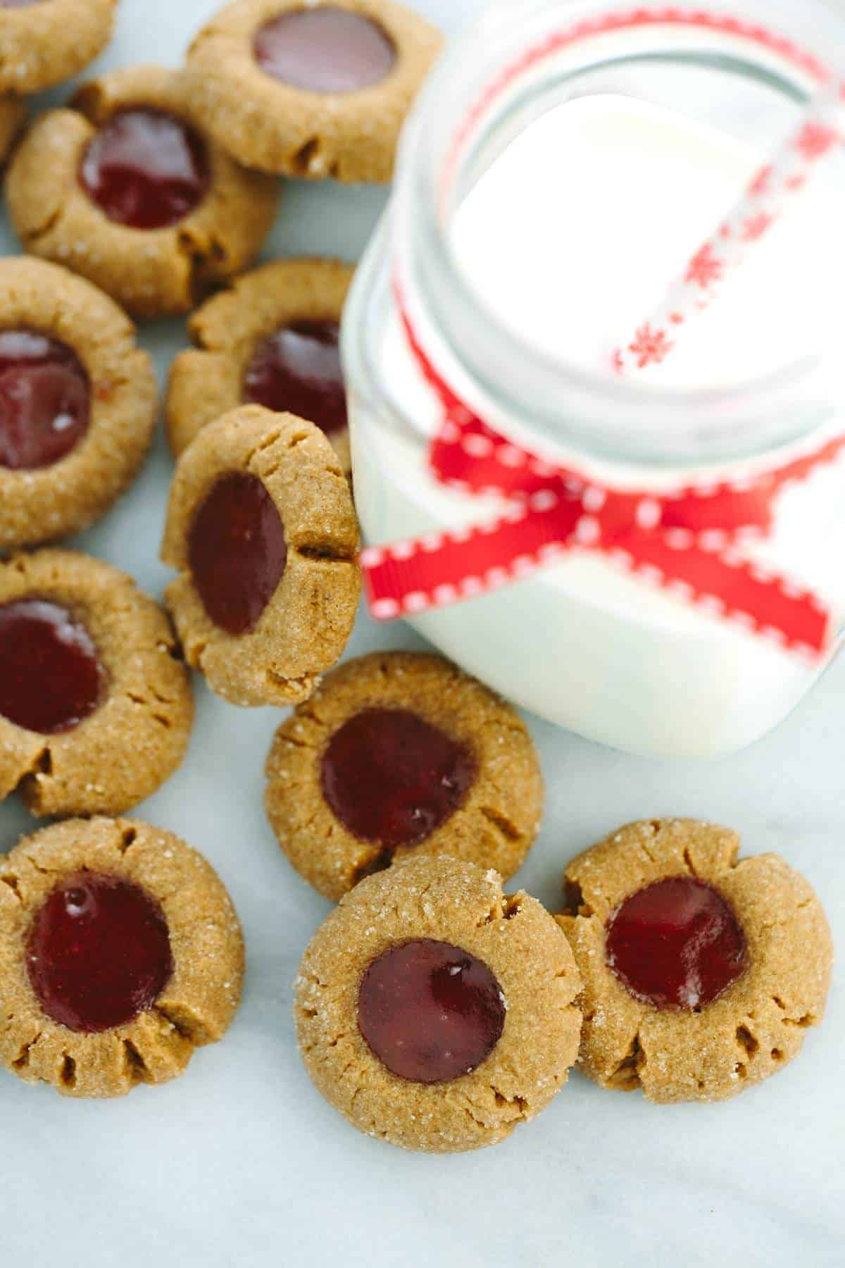 Flourless Peanut Butter and Jelly Thumbprint Cookies Jessica Gavin