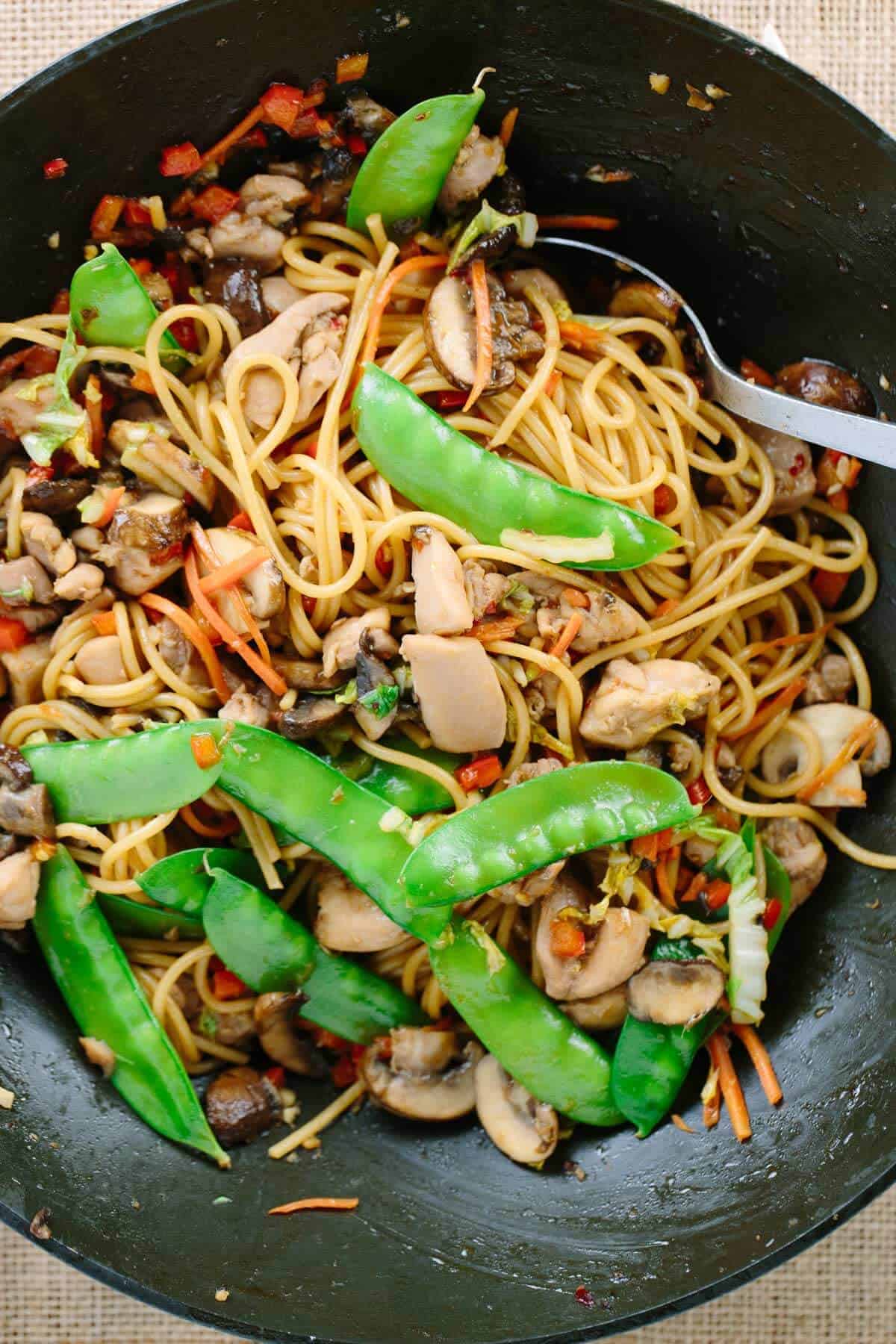 StirFried Garlic Noodles with Chicken and Vegetables Jessica Gavin