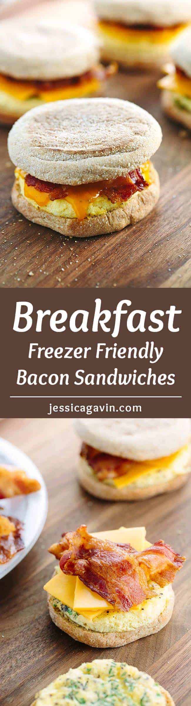 Freezer Friendly Bacon Breakfast Sandwiches - Here\'s your answer to busy mornings! Using this recipe you can make a week\'s worth of morning meals and just reheat and you\'re all set to go!