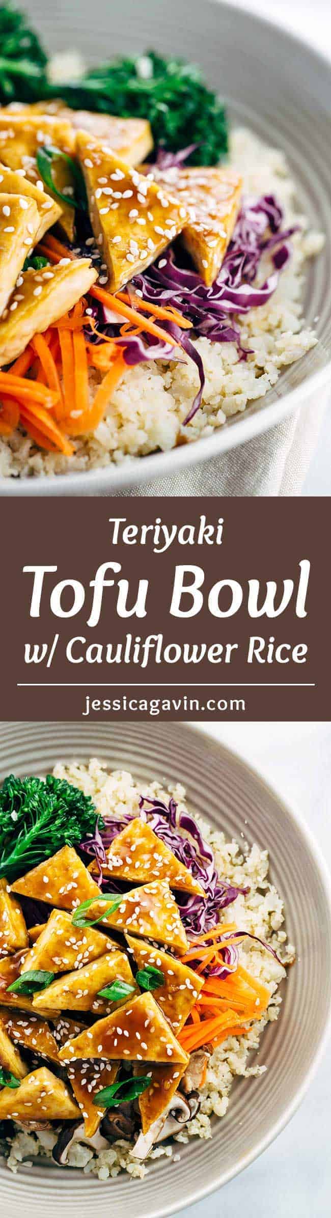 Teriyaki Tofu Bowl with Cauliflower Rice - This recipe combines protein, vegetables, and a delectable savory sauce for a healthier low carb dinner.
