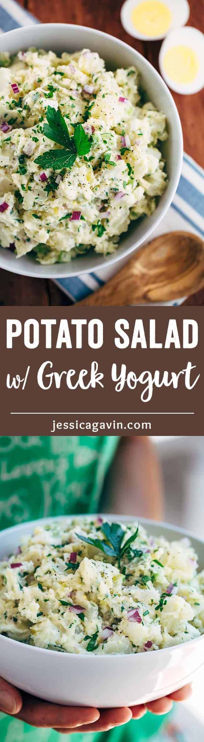 Easy Creamy Potato Salad with Yogurt - A healthier version of this classic side dish with extra protein and the luscious texture you crave!