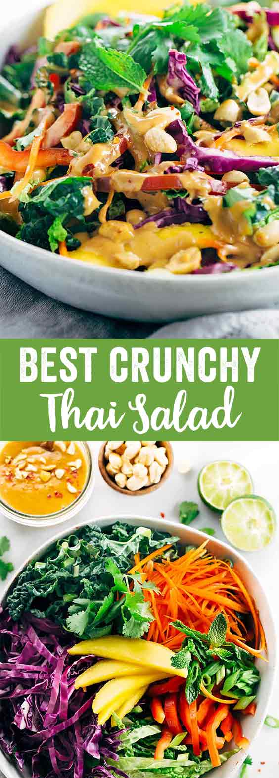 Crunchy Thai Salad Recipe with Creamy Peanut Dressing - Each bite packs a powerhouse of fresh superfoods all in one irresistible bowl.