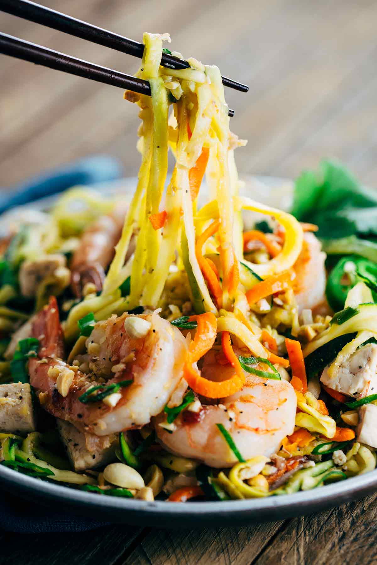 Shrimp Pad Thai with Spiralized Vegetable Noodles | Jessica Gavin