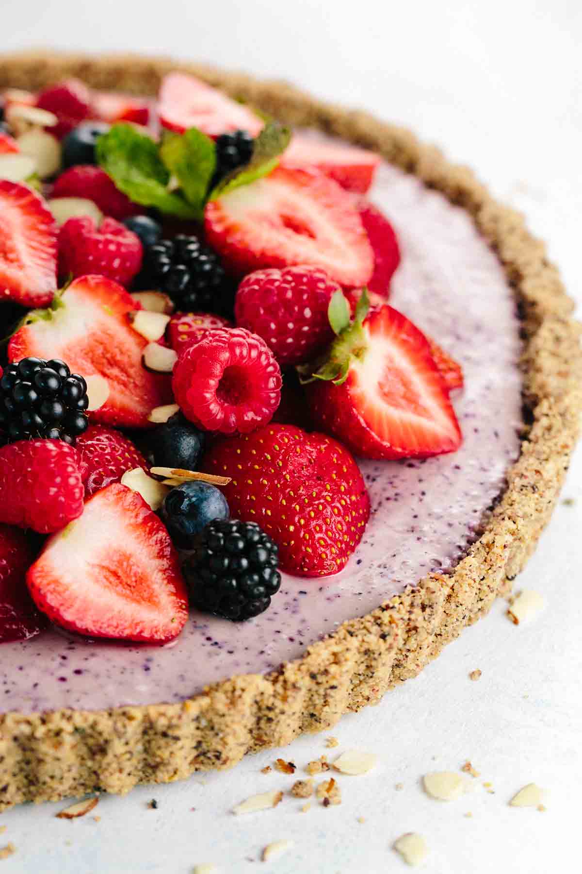 NoBake Blueberry Yogurt Tart with Cereal Crumb Crust Jessica Gavin