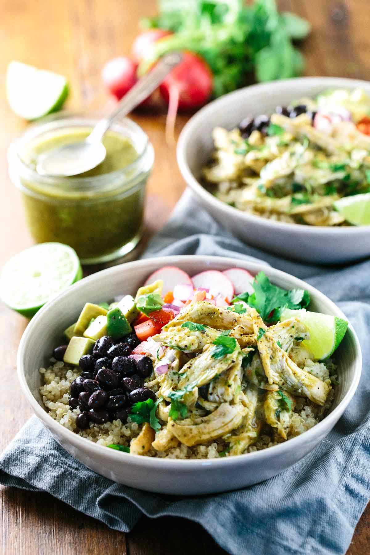 Spicy Chicken Tomatillo Quinoa Bowls Jessica Gavin