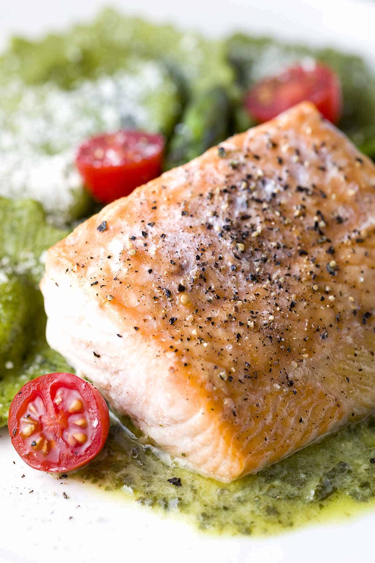 Roasted Salmon with Asparagus Ravioli Jessica Gavin