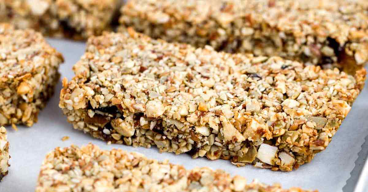 Baked Paleo Energy Bars with Nuts and Seeds Jessica Gavin