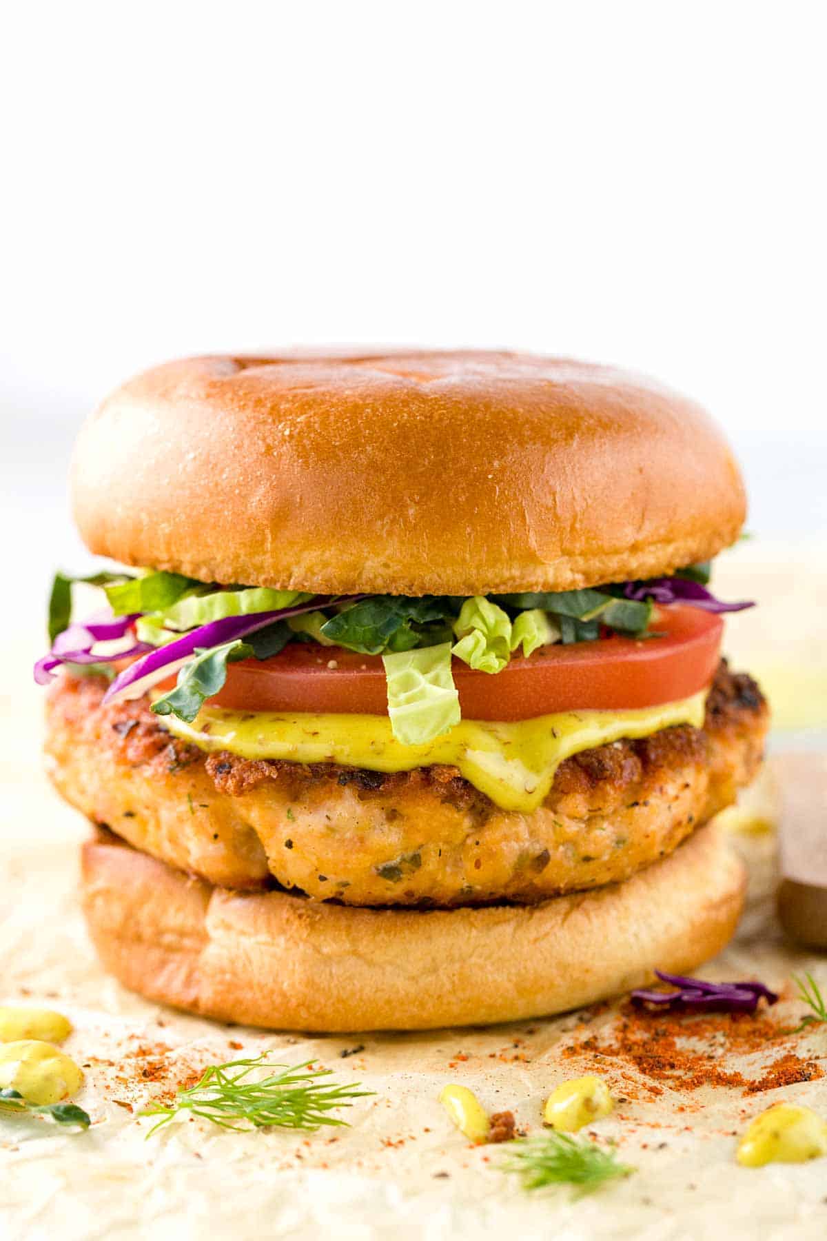 Salmon Burgers with Creole Mustard Spread Jessica Gavin