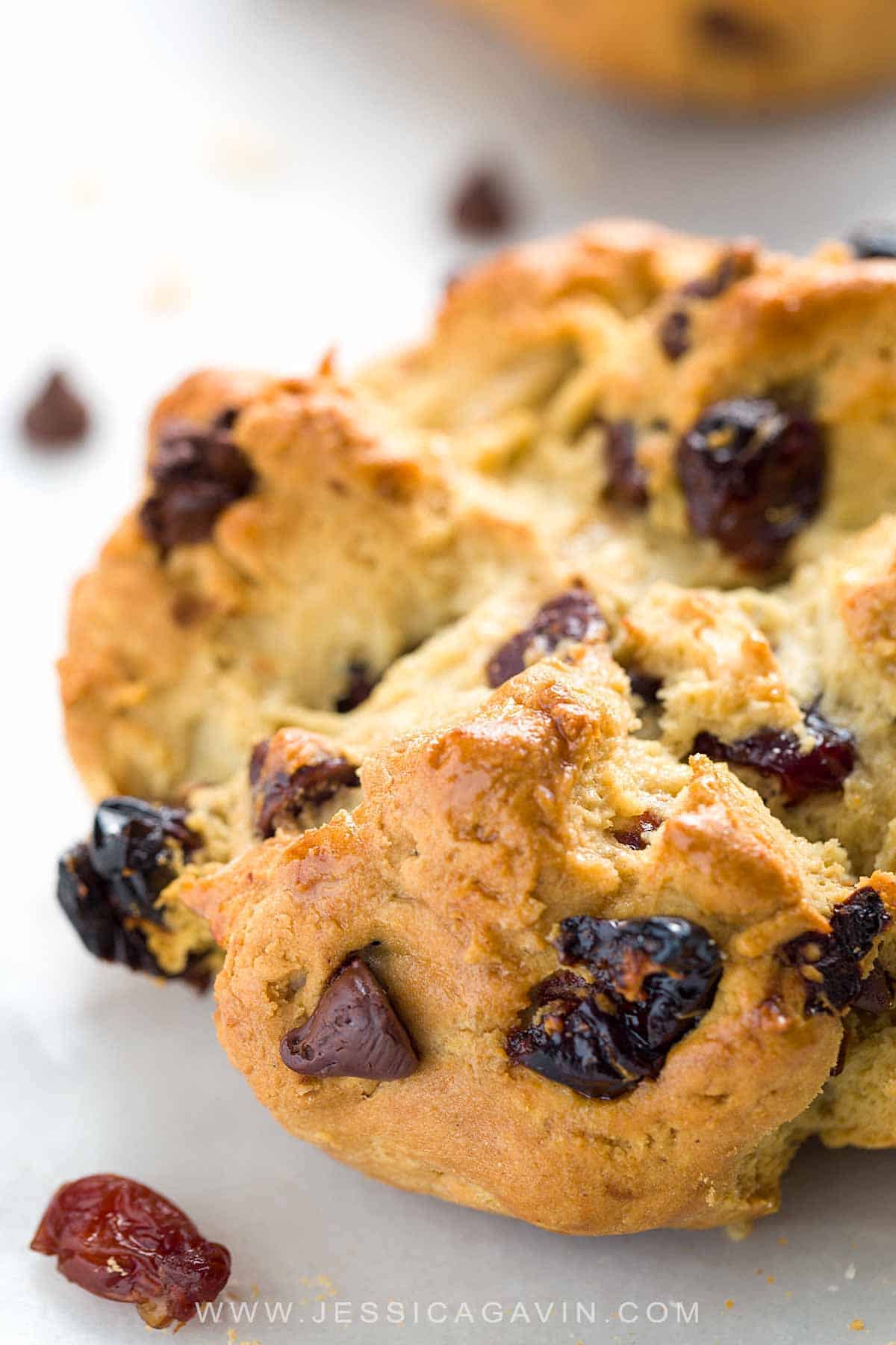 Sweet Irish Soda Bread with Cherries - This recipe is a twist on the traditional loaf and loaded with dried cherries, dark chocolate, and slivered almonds. #sodabread #irishrecipes #stpaddys #irishcuisine