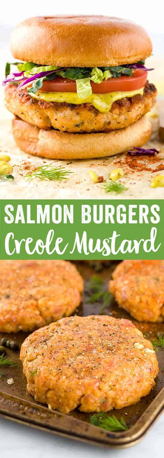 Bayou Salmon Burger - Each homemade seafood patty is packed with bold spices and topped with a delicious creole mustard spread.