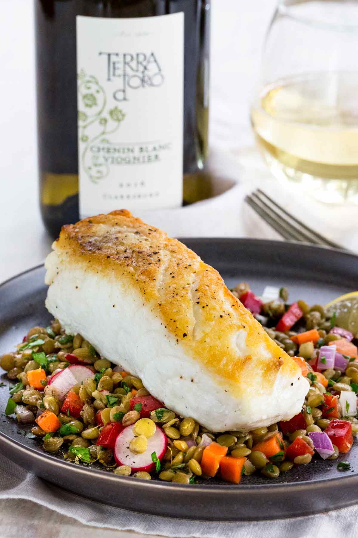 PanRoasted Halibut with Lentil Salad Jessica Gavin