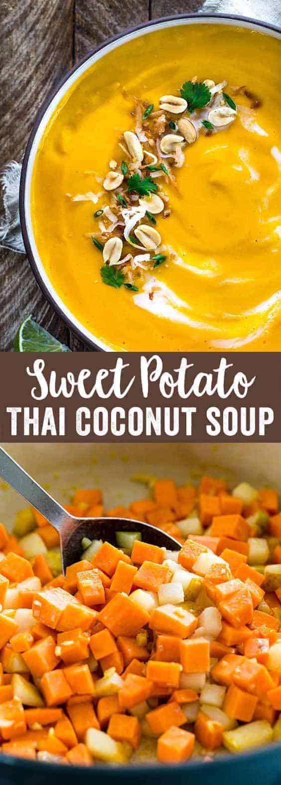 Thai coconut soup made with bold, exotic flavors! This recipe uses sweet potatoes and pears for a light and healthy twist on a favorite Asian dish.
