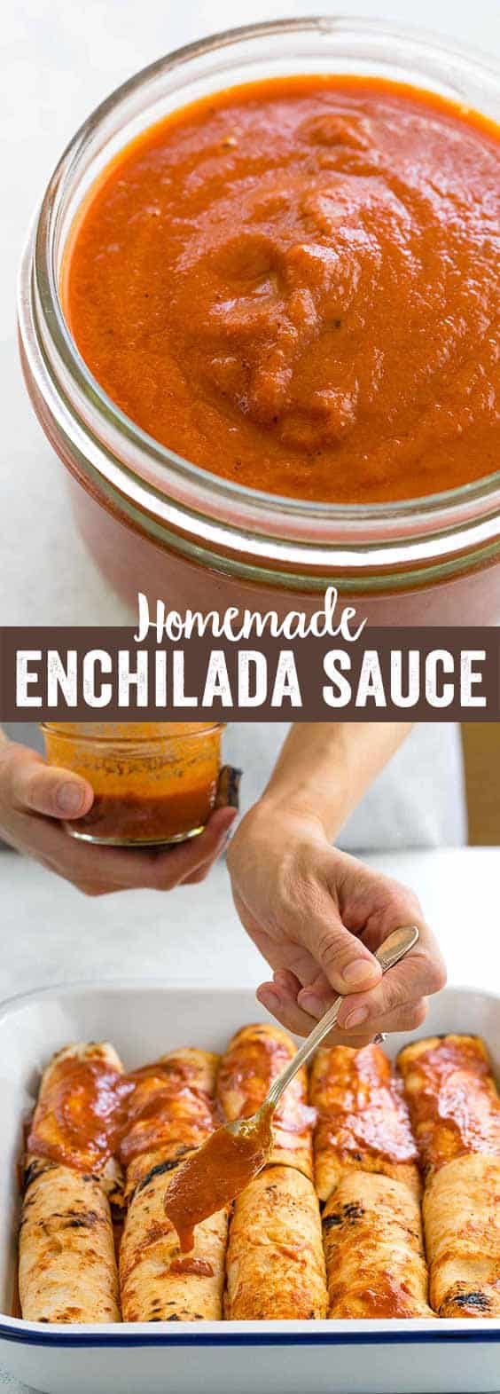 This easy homemade enchilada sauce is packed with authentic Mexican flavors! Skip the store-bought sauce because this recipe is ready in under 15 minutes and can be made ahead of time for quick meal prep. #enchiladas #mexicanfood #enchiladasauce