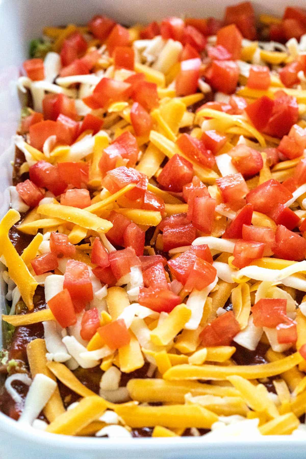 layer of diced tomatoes