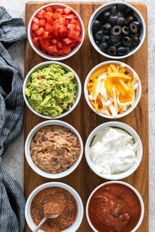 ingredients portioned out into small bowls