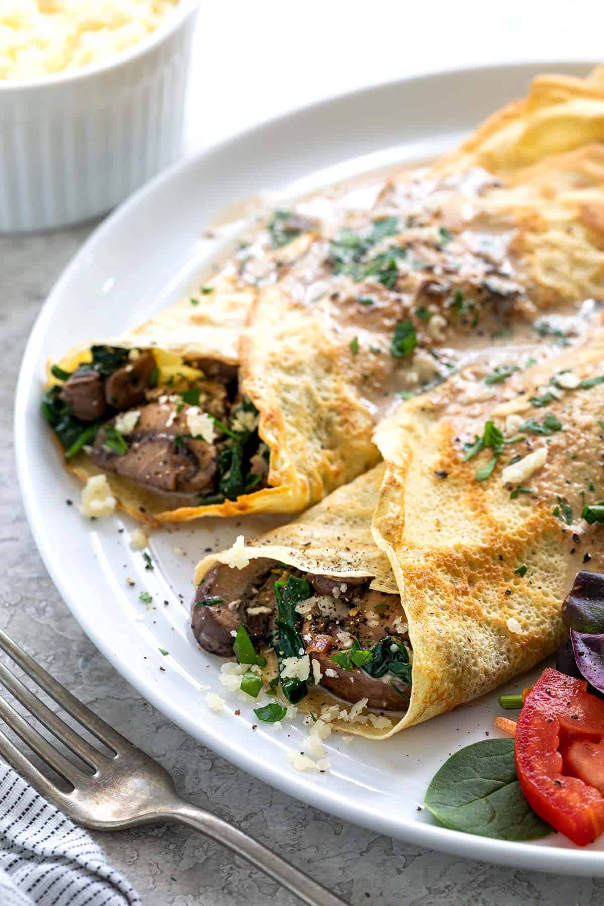 Mushroom Crepes with Spinach Jessica Gavin