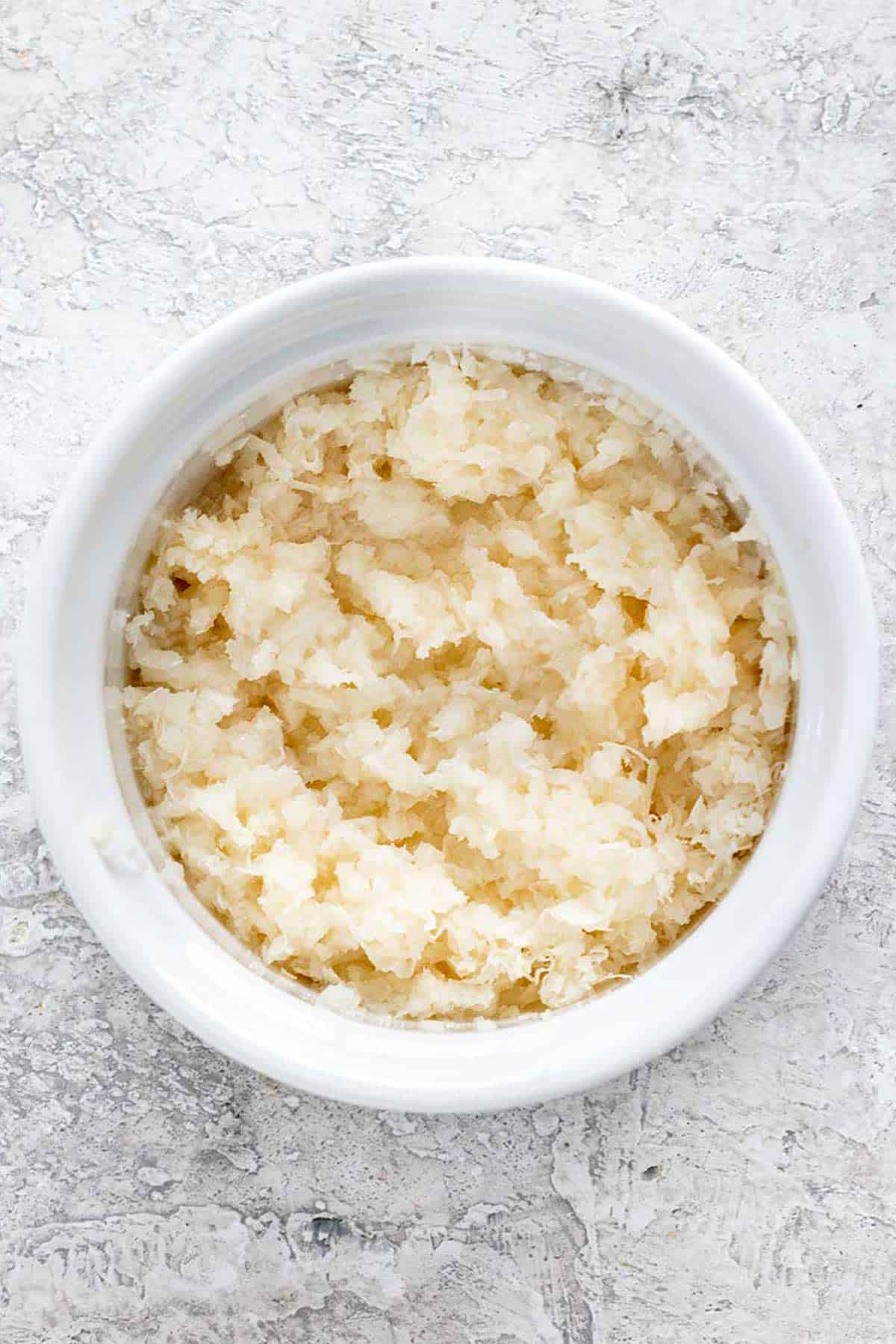 bowl of grated horseradish
