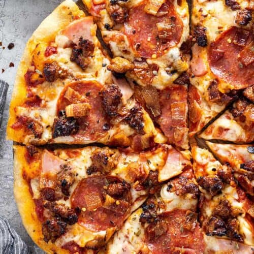Meat Lover S Pizza Recipe Jessica Gavin Meat Lovers Pizza 28 1200 500x500