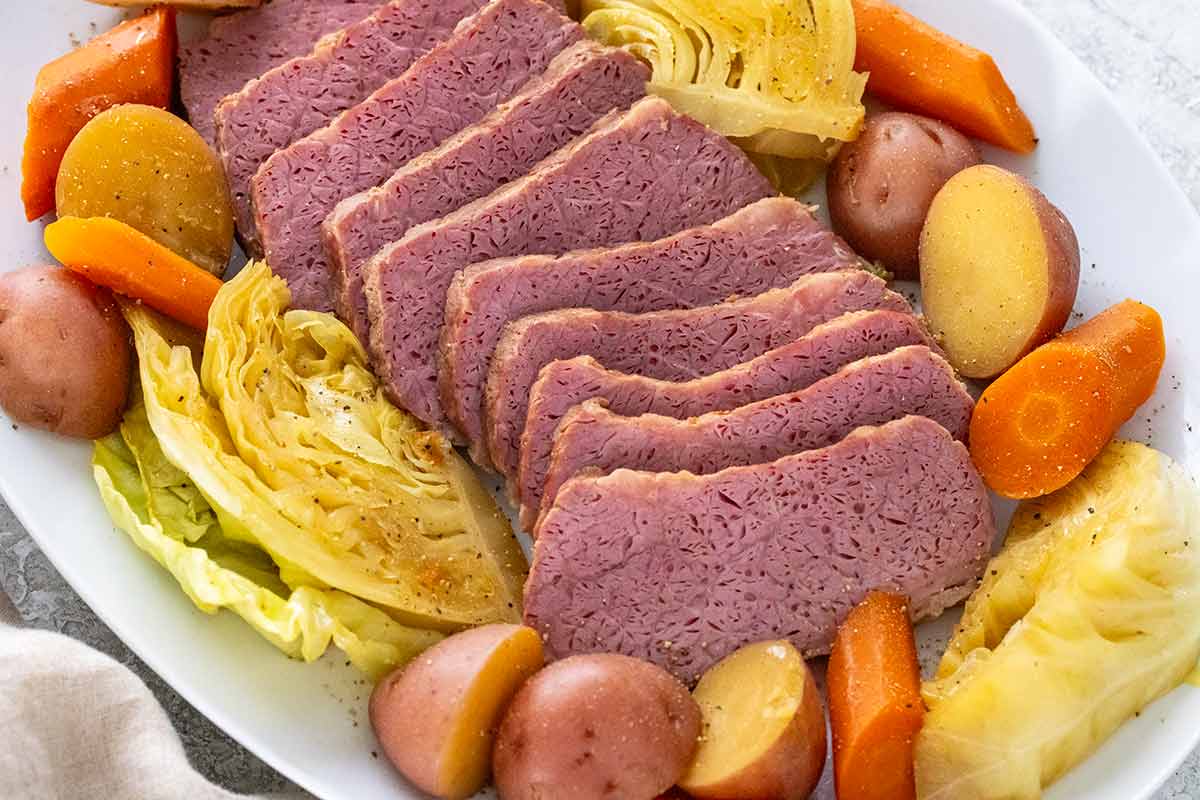 Corned beef and cabbage recipe for St. Patrick's Day dinner.