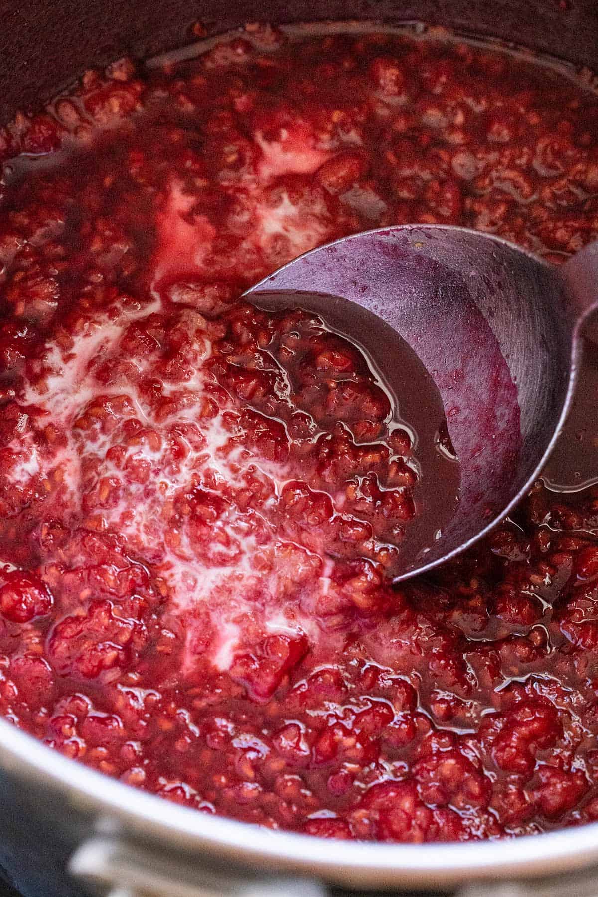 Cornstarch and water added to the saucepan.