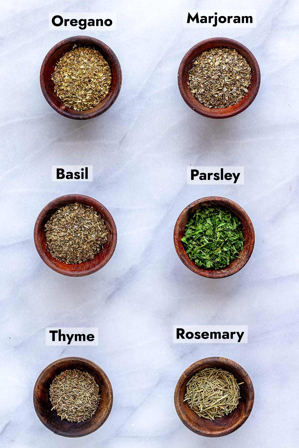 Ingredients needed to make this Italian seasoning recipe.