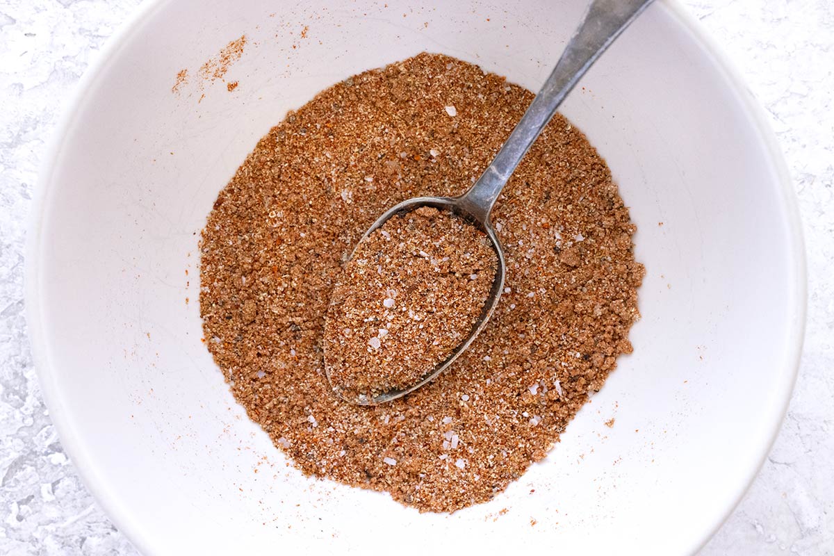 Seasoning mix in a white bowl.