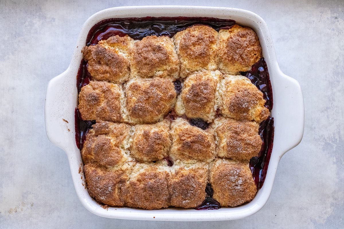 Freshly baked blackerry cobbler.