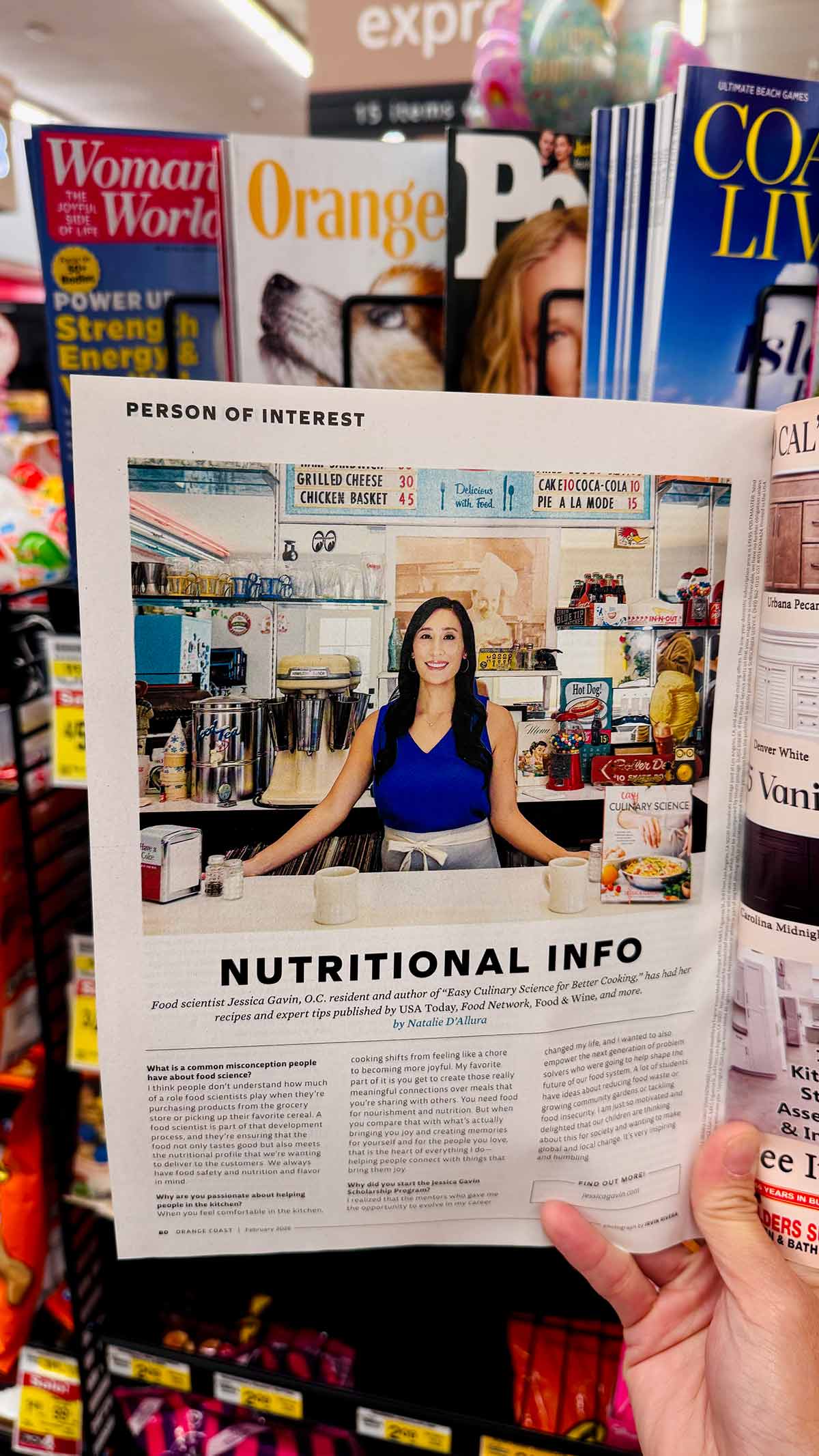 Jessica Gavin full page feature in the February 2026 issue of Orange Coast Magazine.